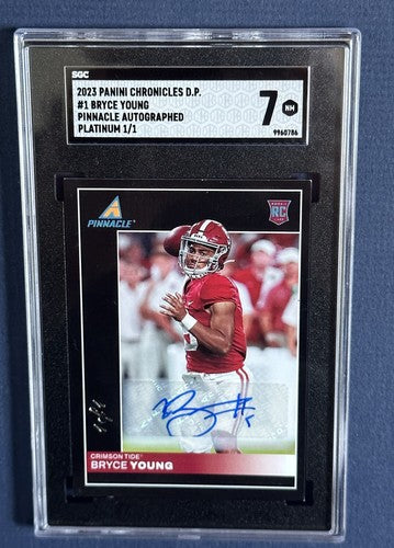2023 Panini Chronicles Draft Picks Bryce Young Pinnacle Rookie 1/1 Auto SGC 7 Rc