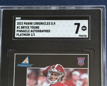 2023 Panini Chronicles Draft Picks Bryce Young Pinnacle Rookie 1/1 Auto SGC 7 Rc