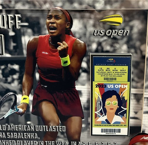 Coco Gauff 3D Framed Photo 2023 US Open Champion Facsimile Auto Replica Ticket