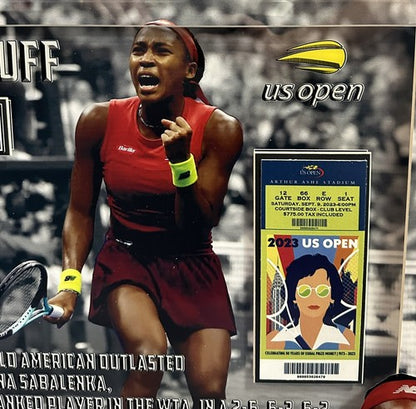 Coco Gauff 3D Framed Photo 2023 US Open Champion Facsimile Auto Replica Ticket