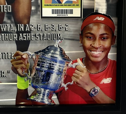 Coco Gauff 3D Framed Photo 2023 US Open Champion Facsimile Auto Replica Ticket