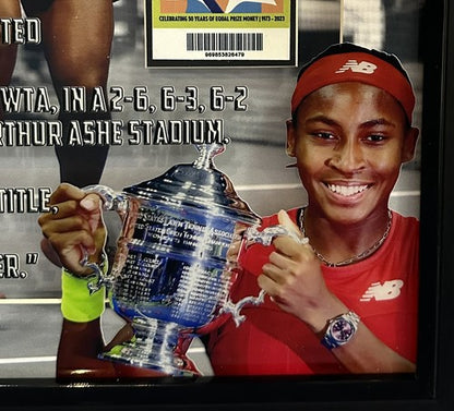 Coco Gauff 3D Framed Photo 2023 US Open Champion Facsimile Auto Replica Ticket