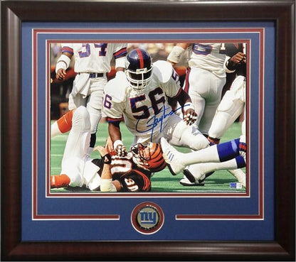 Lawrence Taylor Signed 11x14 Framed Sack Photo Giants Hof Autograph Steiner