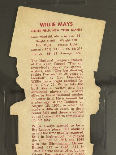 1952 Coca-Cola COKE Playing Tips Willie Mays Rookie PSA 3.5 Nicer RARE Low Pop