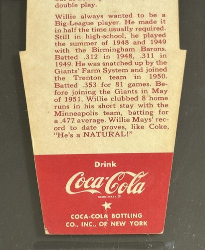 1952 Coca-Cola COKE Playing Tips Willie Mays Rookie PSA 3.5 Nicer RARE Low Pop