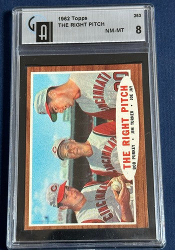 1962 Topps Baseball #263 The Right Pitch Purkey Turner Jay Gai 8 Mint Graded