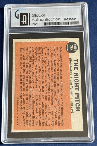 1962 Topps Baseball #263 The Right Pitch Purkey Turner Jay Gai 8 Mint Graded