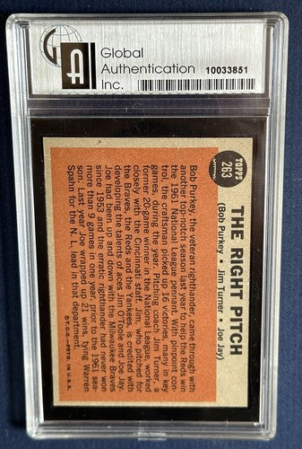 1962 Topps Baseball #263 The Right Pitch Purkey Turner Jay Gai 8 Mint Graded