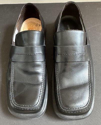 Banana Republic Size 7 1/2 Black Leather Fairfax Shoes Made Italy New Read