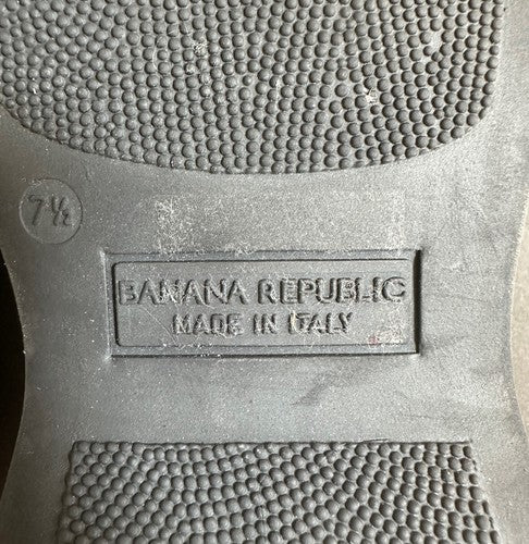 Banana Republic Size 7 1/2 Black Leather Fairfax Shoes Made Italy New Read