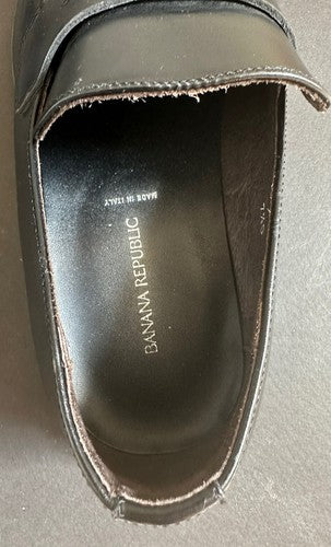 Banana Republic Size 7 1/2 Black Leather Fairfax Shoes Made Italy New Read