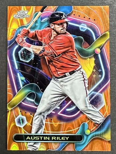 2023 Topps Chrome Cosmic 50 Austin Riley Orange Wave Refractor /25 SSP Braves Mt