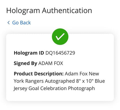 Adam Fox Signed 8x10 Photo Framed NY Rangers Mint Auto Celebration Fanatics COA
