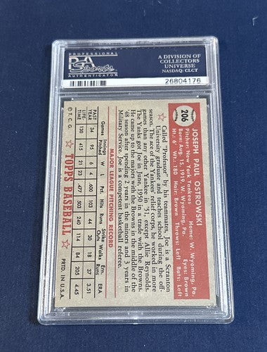 1952 Topps #206 Joe Ostrowski PSA 7 - NM Near Mint Yankees Beauty High End