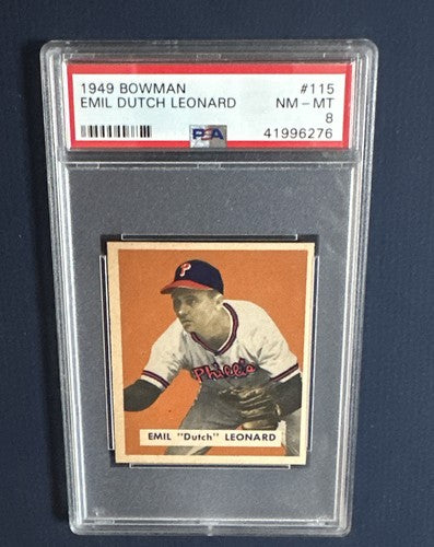1949 Bowman #115 Emil Dutch Leonard PSA 8 Mint Beauty High End Rare