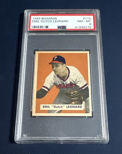 1949 Bowman #115 Emil Dutch Leonard PSA 8 Mint Beauty High End Rare