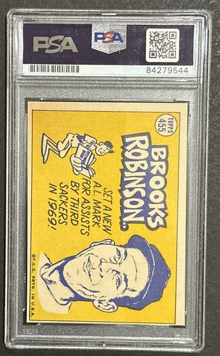 1970 Topps BROOKS ROBINSON #455 Signed Mint Hof Auto Psa Coa Orioles All Star