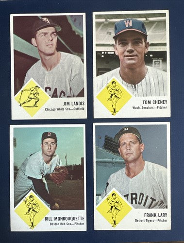 1963 Fleer 4 Card Lot Landis 10 Frank Larry 14 7 Tom Cheney #27 Centered Ex Nm