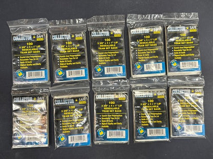 Lot of 1000 10 100 Ct Collector Team Bags Resealable Sleeves Good For Top Loader
