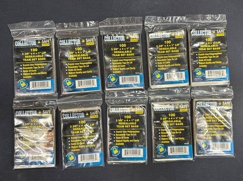 Lot of 1000 10 100 Ct Collector Team Bags Resealable Sleeves Good For Top Loader