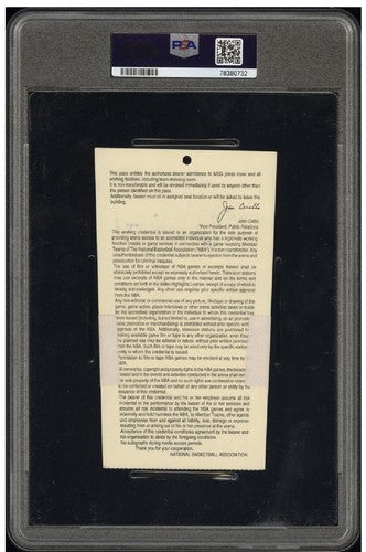 1994 KNICKS Vs PACERS Game 7 FINALS TICKET Media Patrick Ewing Psa 10 Auto 1/1