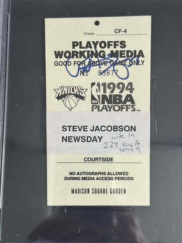 1994 KNICKS Vs PACERS Game 7 FINALS TICKET Media Patrick Ewing Psa 10 Auto 1/1