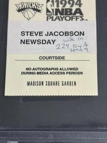 1994 KNICKS Vs PACERS Game 7 FINALS TICKET Media Patrick Ewing Psa 10 Auto 1/1