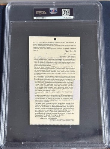 1994 KNICKS Vs PACERS Game 7 FINALS TICKET Media Patrick Ewing Psa 10 Auto 1/1