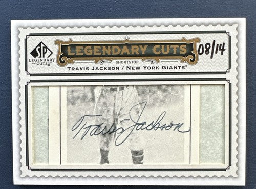 2009 SP Legendary Cuts Travis Jackson Signed Cut auto card #8/14 Mint Hof