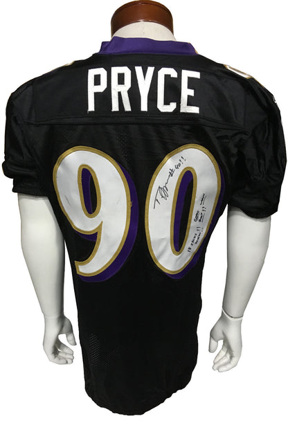 Trevor Pryce 90 signed game used Tag 2007 Ravens jersey 13 sacks Auto Proof Coa