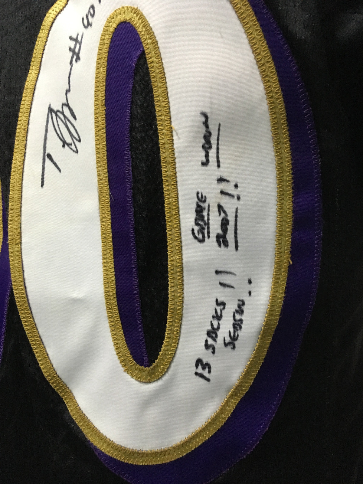 Trevor Pryce 90 signed game used Tag 2007 Ravens jersey 13 sacks Auto Proof Coa