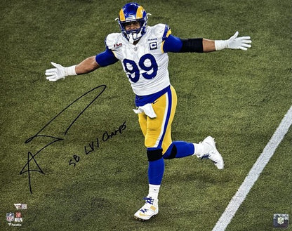Aaron Donald Signed 16x20 Framed Photo Rams SB LVI Champs Autograph Fanatics