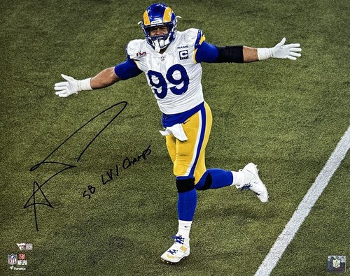 Aaron Donald Signed 16x20 Framed Photo Rams SB LVI Champs Autograph Fanatics