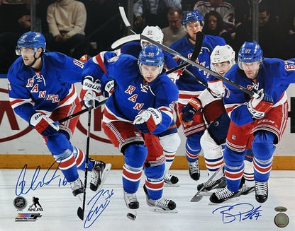 Zuccarello Pouliot Brassard Signed 16x20 Framed Photo Rangers 3 Auto Steiner COA