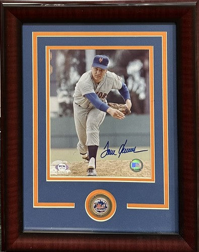 Tom Seaver Signed 8x10 Framed Photo NY Mets Mint Autograph PSA COA HoF