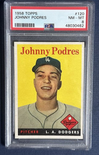 1958 Topps Johnny Podres #120 PSA 8 Mint Centered Dodgers Beauty Ws Mvp