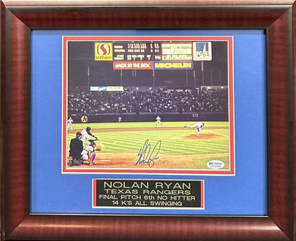 Nolan Ryan Signed 8x10 Framed Photo Rangers 6th No Hitter Mint Autograph SGC COA