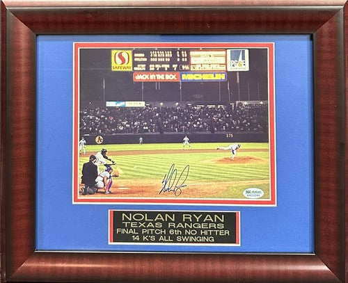 Nolan Ryan Signed 8x10 Framed Photo Rangers 6th No Hitter Mint Autograph SGC COA