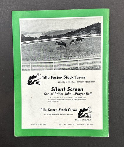 NEW YORK THOROUGHBRED BREEDERS MAGAZINE Nov 1969 Silent Screen Horse Racing