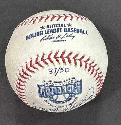 Frank Robinson signed Nationals 2005 Inaugural Logo Baseball Date Auto /50 Coa