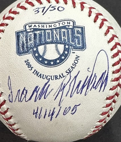 Frank Robinson signed Nationals 2005 Inaugural Logo Baseball Date Auto /50 Coa