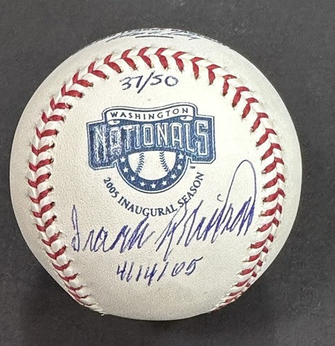 Frank Robinson signed Nationals 2005 Inaugural Logo Baseball Date Auto /50 Coa