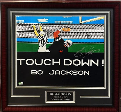 Bo Jackson Signed 1989 Tecmo Bowl Nintendo 16x20 Framed Photo Raiders Auto BAS