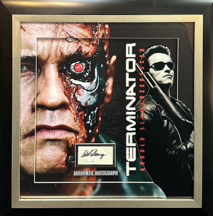 Arnold Schwarzenegger Signed Framed 3D Photo Collage Terminator Cut Auto JSA Coa