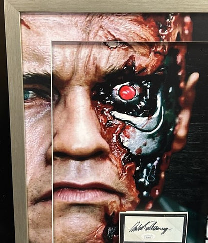 Arnold Schwarzenegger Signed Framed 3D Photo Collage Terminator Cut Auto JSA Coa