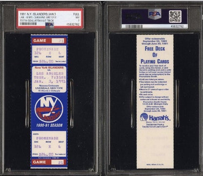 WAYNE GRETZKY GOAL #700 FULL TICKET 1991 HAT TRICK KINGS ISLANDERS PSA 7 Pop 1