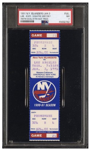 WAYNE GRETZKY GOAL #700 FULL TICKET 1991 HAT TRICK KINGS ISLANDERS PSA 7 Pop 1