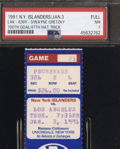 WAYNE GRETZKY GOAL #700 FULL TICKET 1991 HAT TRICK KINGS ISLANDERS PSA 7 Pop 1