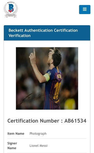 Lionel Messi FC Barcelona Signed 11x14 Finger Up Photo Framed Auto Beckett Bas