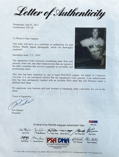 Mickey Mantle Signed Gallo Original 16x20 Framed Photo Yankees TC 1956 Auto PSA